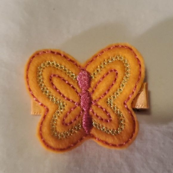 NEW ORANGE BUTTERFLY FELT HAIR CLIPPY - Picture 1 of 2